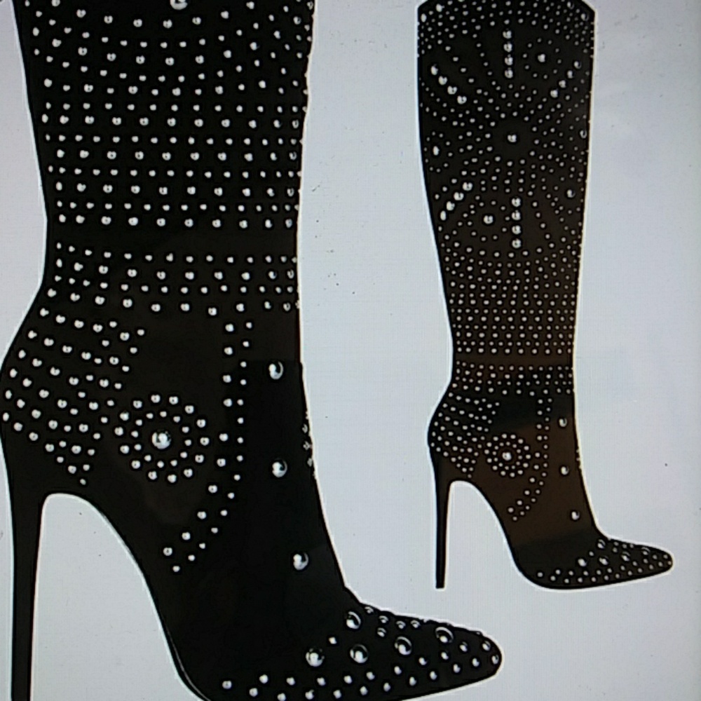 Black Vegan leather/suede stiletto 8.5 knee boots